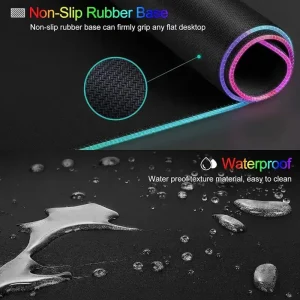 iDeskMat Custom RGB Gaming Mouse Pad – XXL Extended LED Desk Mat with Rainbow Edge Lighting, Waterproof & Non-Slip Base - Gallery Thumb 3