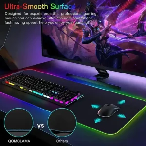 iDeskMat Custom RGB Gaming Mouse Pad – XXL Extended LED Desk Mat with Rainbow Edge Lighting, Waterproof & Non-Slip Base - Gallery Thumb 4